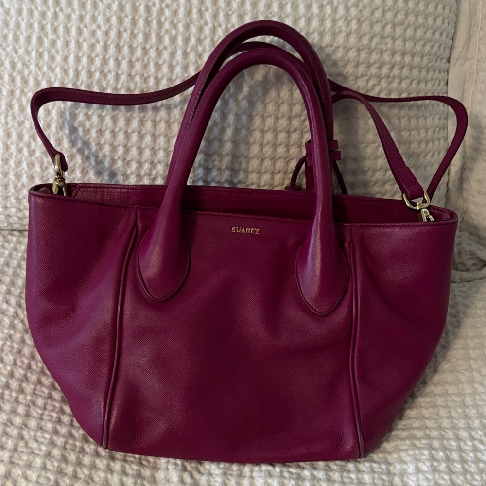 Suarez Fuchsia Leather Tote Bag